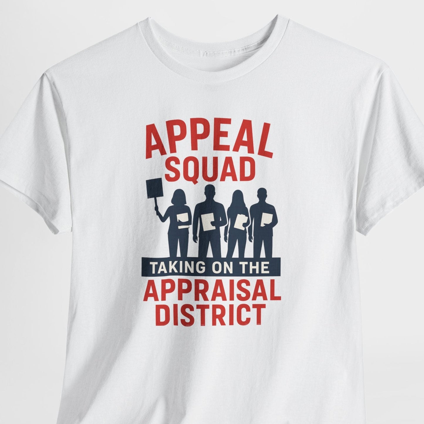 White t-shirt with 'Appeal Squad' graphic and text on a white background